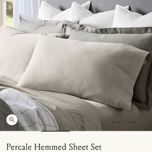 Elegant Percale Hemmed Sheet Set - Soft Cream